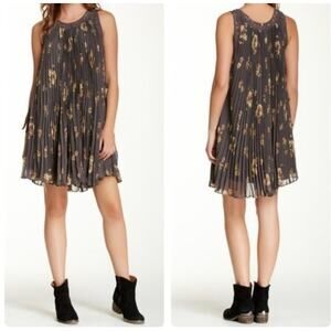 Free People Sleeveless Pleated Tent Dress Mocha Size L